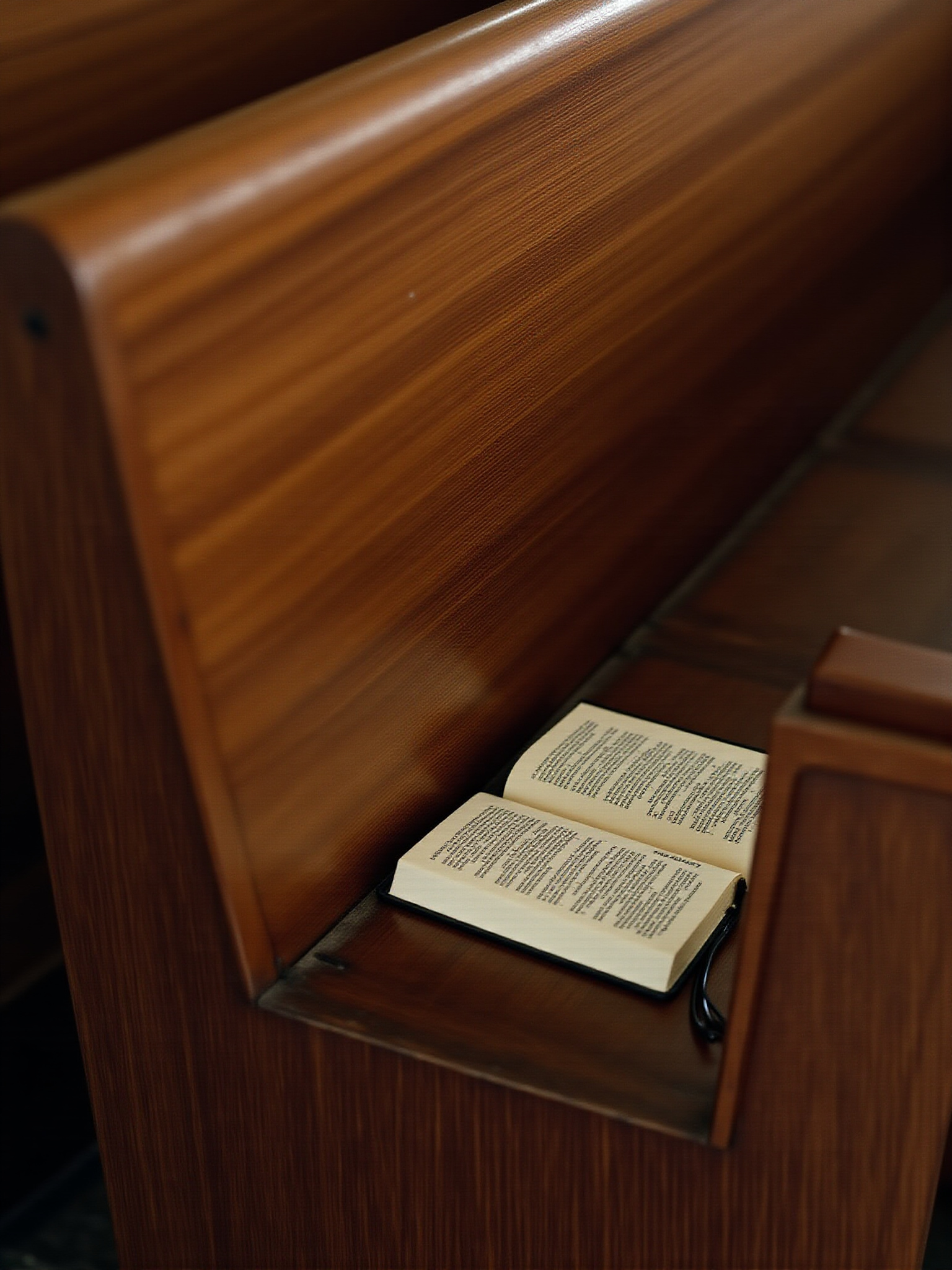 Church bench with a Bible