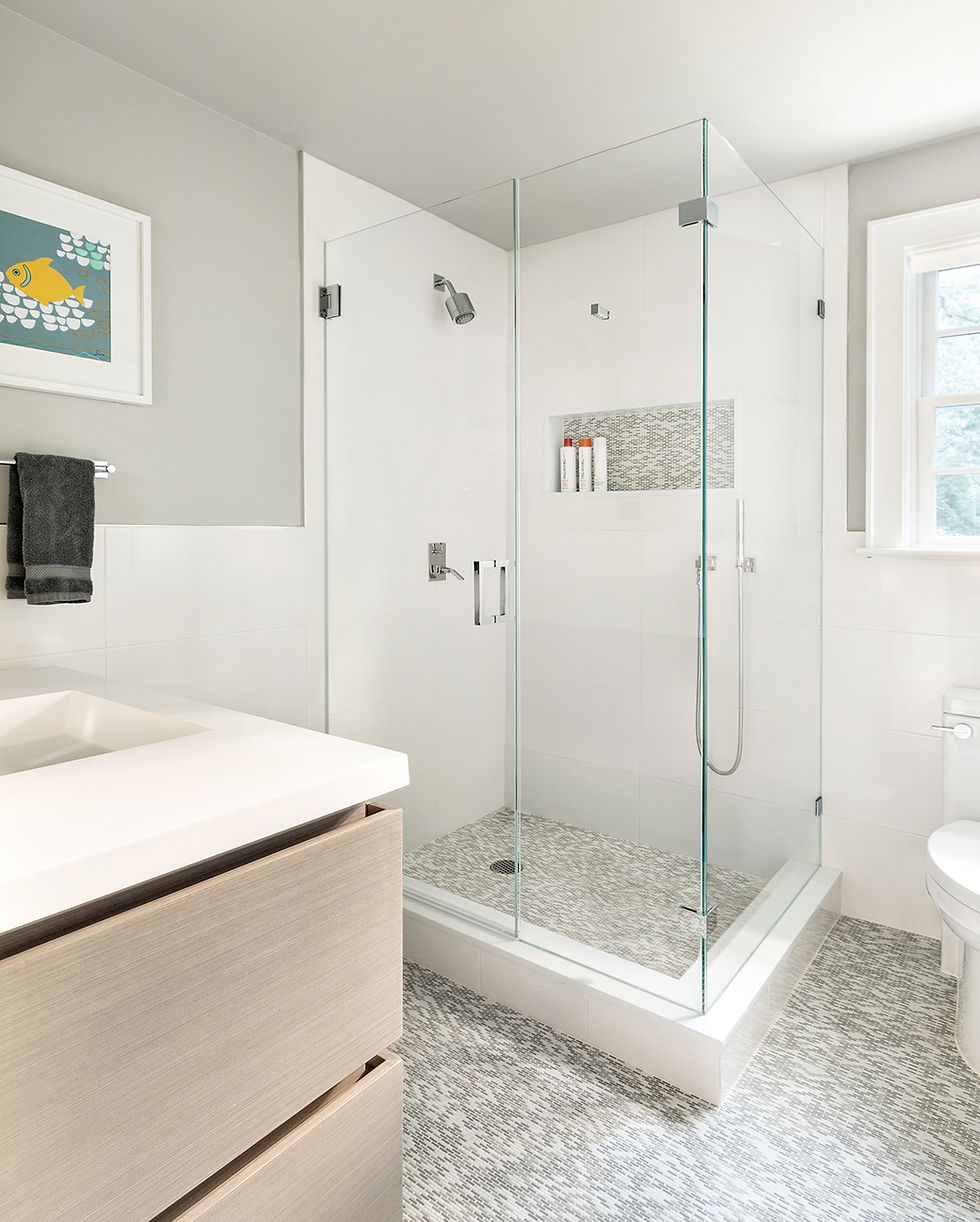 Sleek frameless right angle shower enclosure