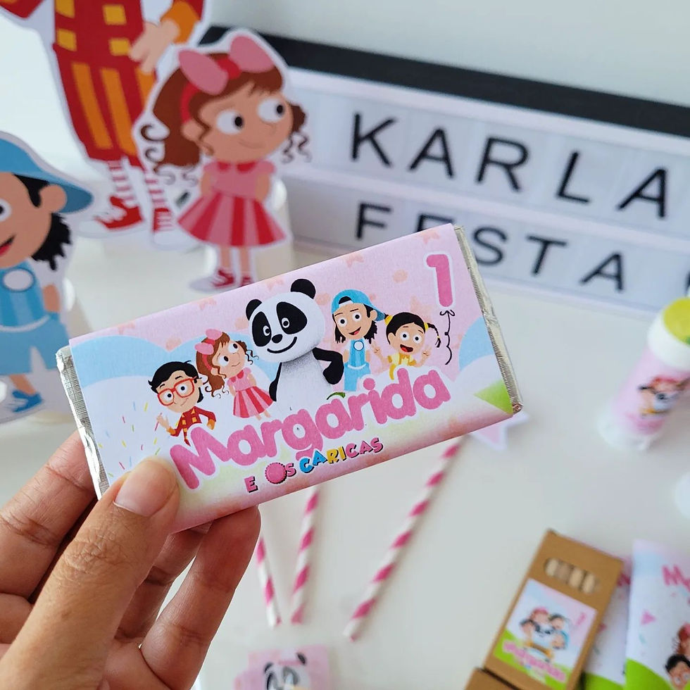Miniatura: Chocolate de leite Panda e Caricas Personalizado - Lembrança deliciosa