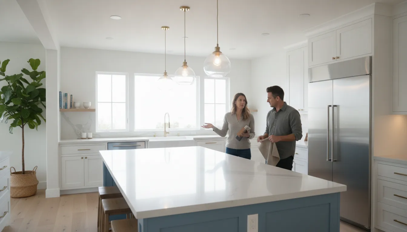 Kitchen layout, storage, and layered lighting for a Mar Vista renovation