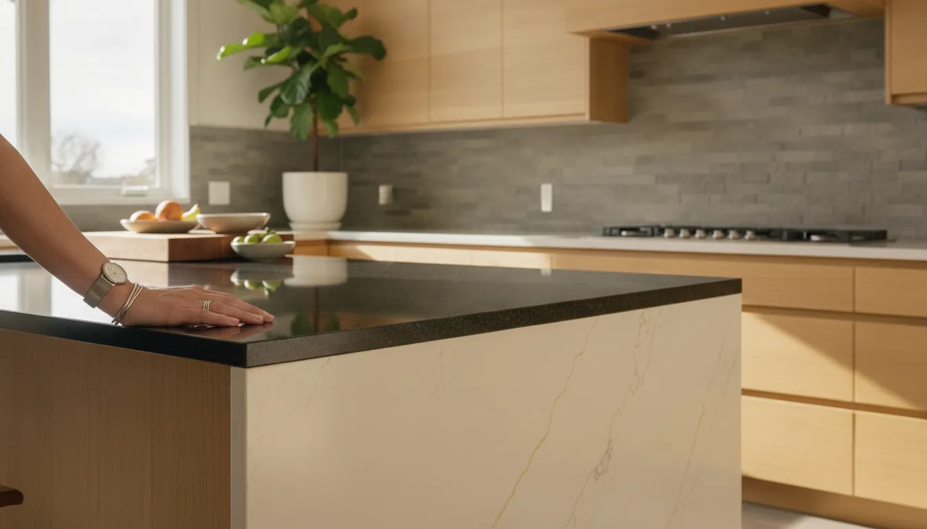 Kitchen countertop material samples for white kitchen design ideas