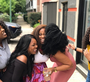 Group of friends laughing together