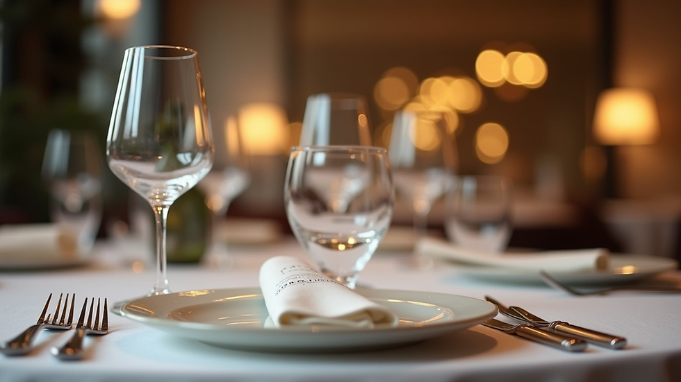 Close-up view of elegant table setting with fine dining details