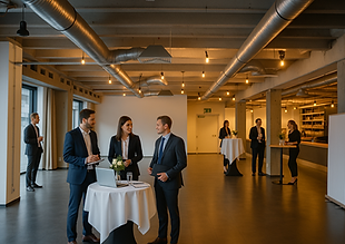 Exklusive Eventlocation Berlin Embassade – Gäste beim Networking in hochwertig ausgestatteter Eventfläche mit Full-Service.
