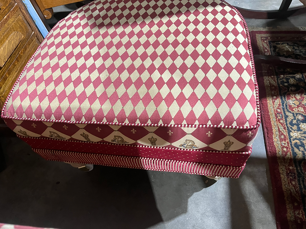 Thumbnail: One Of a Kind Large Ottoman Chess Custom Upholstery