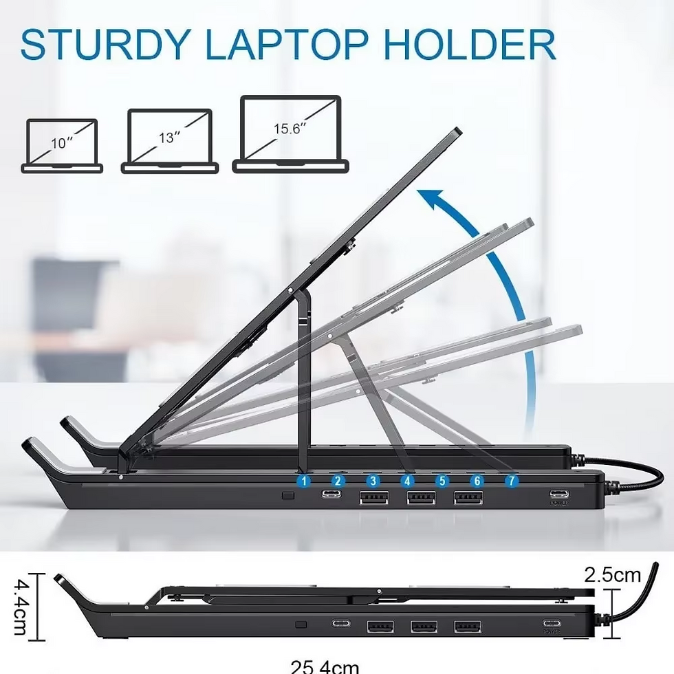 Miniatura: Suporte Dobrável para Notebook 4 em 1 com Hub USB e RGB