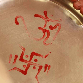 Close up pictures of ornaments and other rituals props during an Indian wedding ceremony