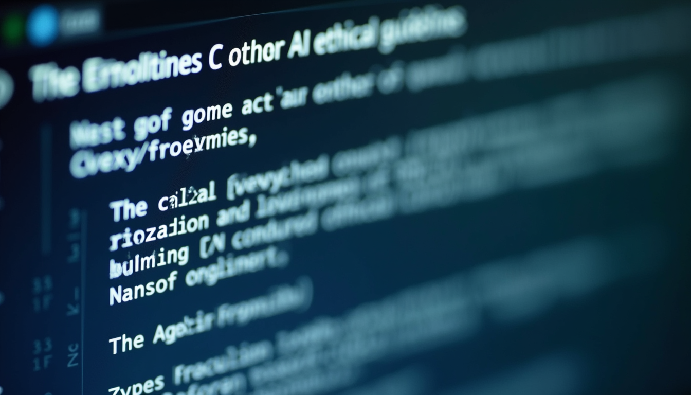 Close-up view of a computer screen displaying AI ethical guidelines