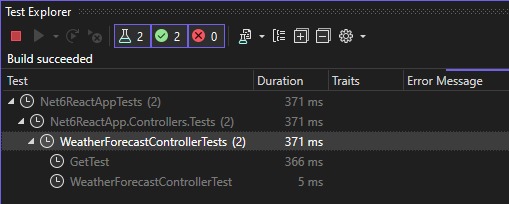 Screenshot of Test Explorer Running
