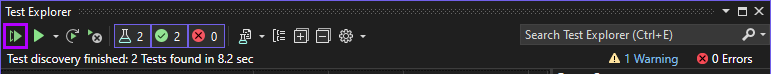 Screenshot of Test Explorer Toolbar
