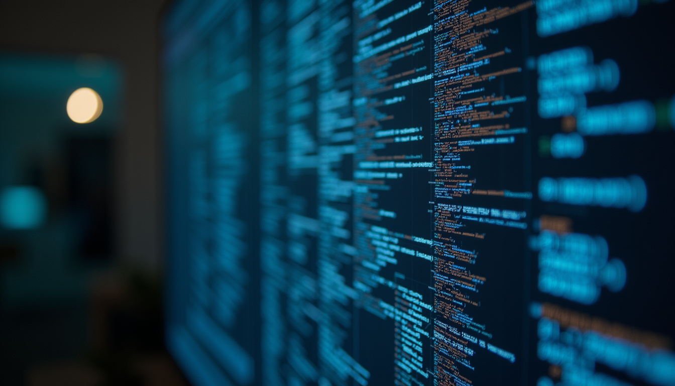 Close-up shot of artificial intelligence model visualizing code generation