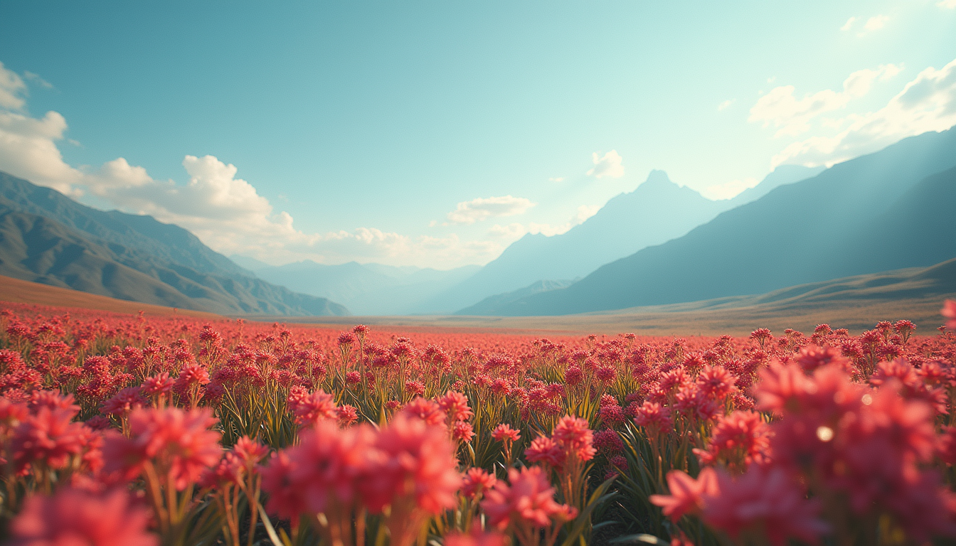 Eye-level view of a vibrant landscape showcasing abstract art
