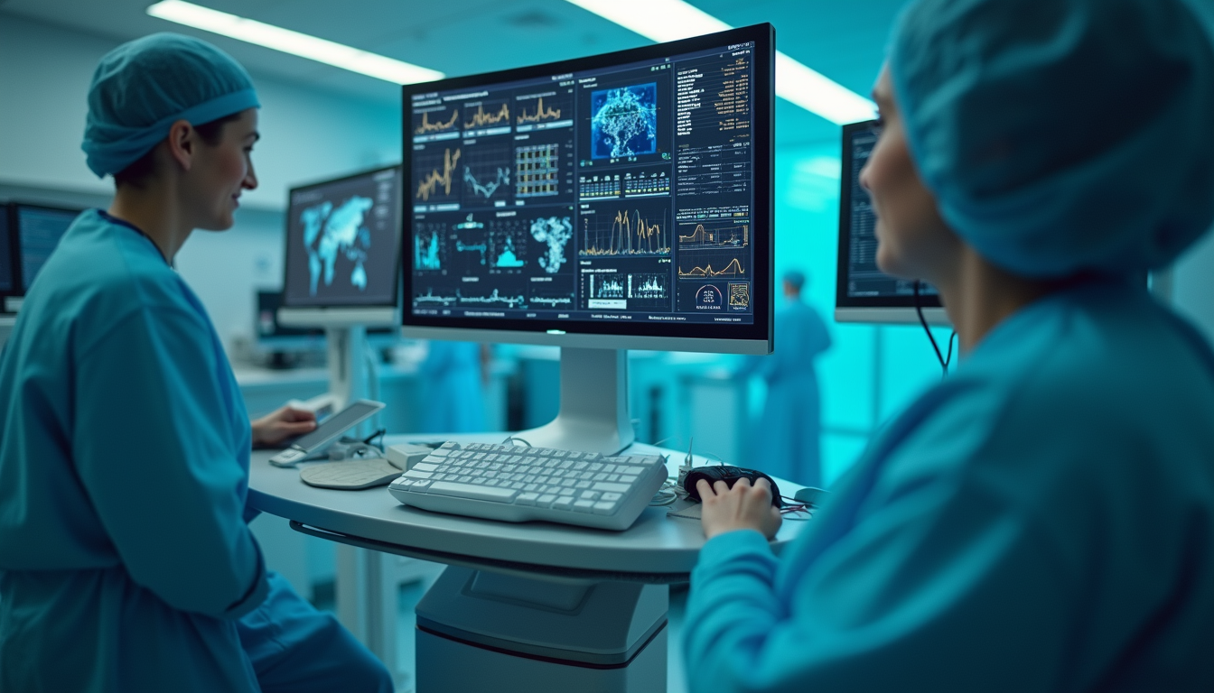 Eye-level view of a modern hospital AI monitoring system