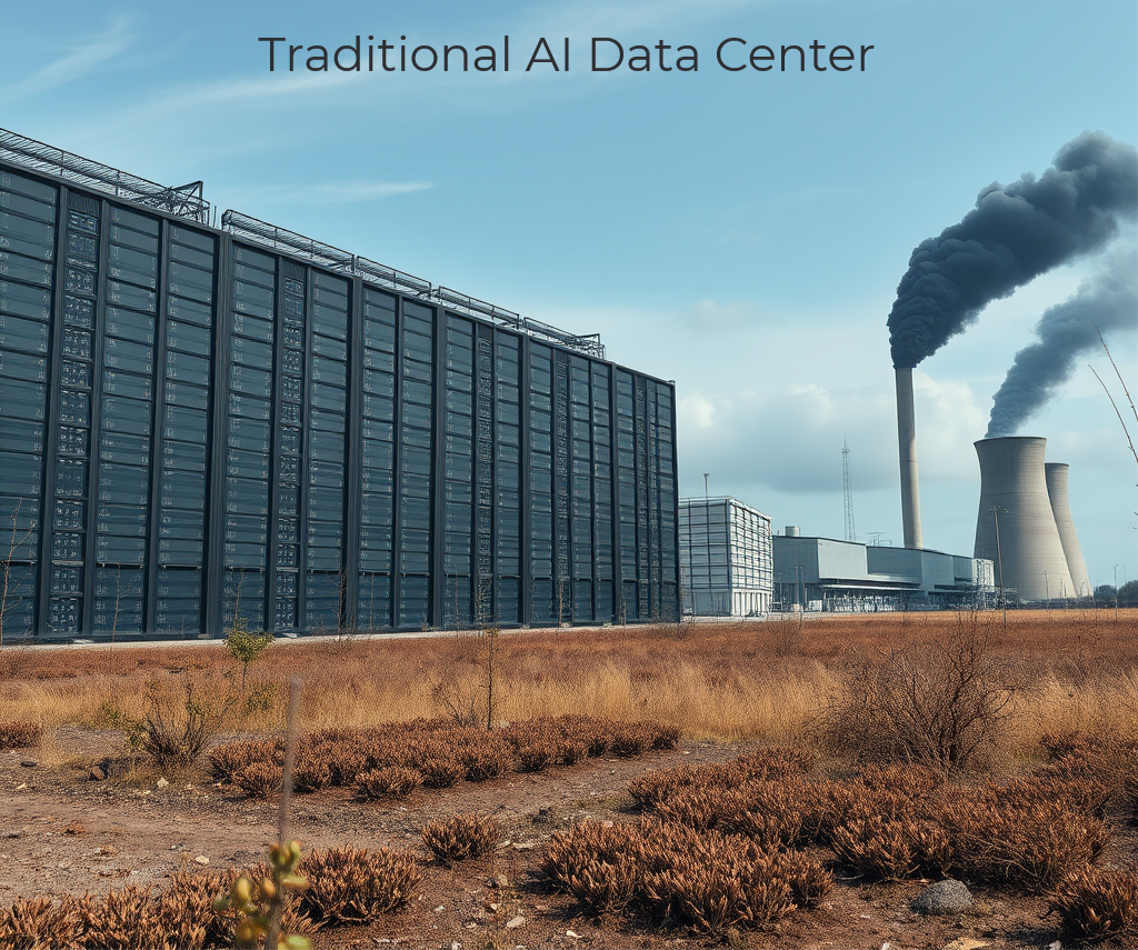 A traditional AI data center, located next to a privately owned coal power plant.