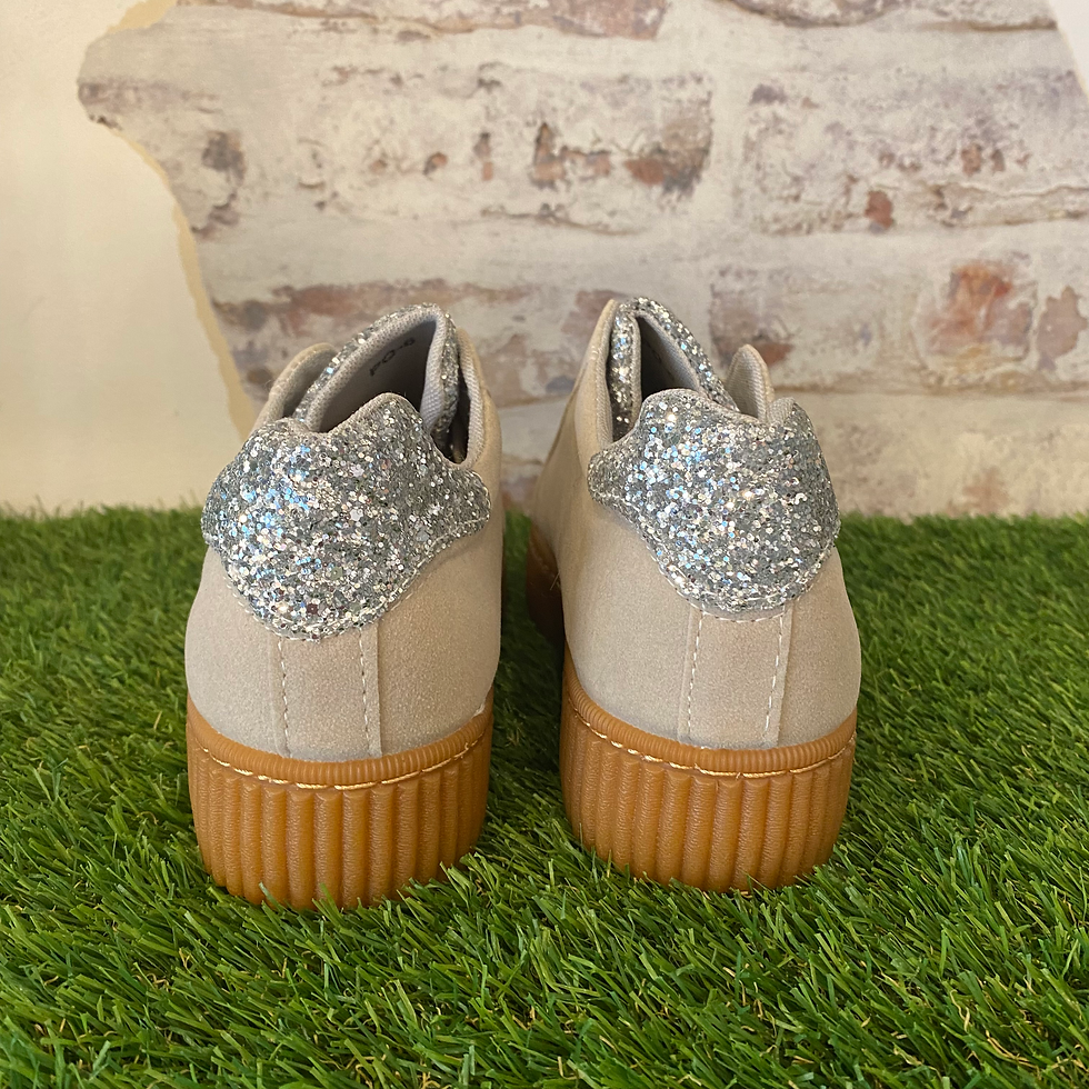 Thumbnail: BEIGE/SILVER GLITTER TRAINERS