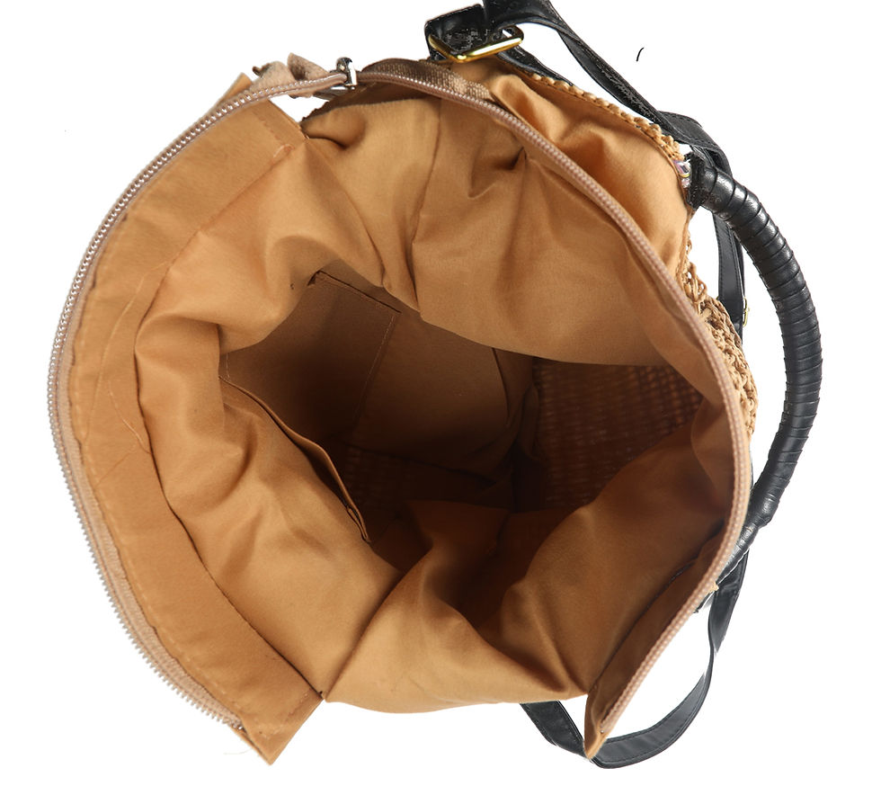 Thumbnail: STRAW WOVEN BAG WITH BLACK TASSEL