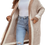 Thumbnail: BROWN HOODED LONGLINE KNITTED CARDIGAN
