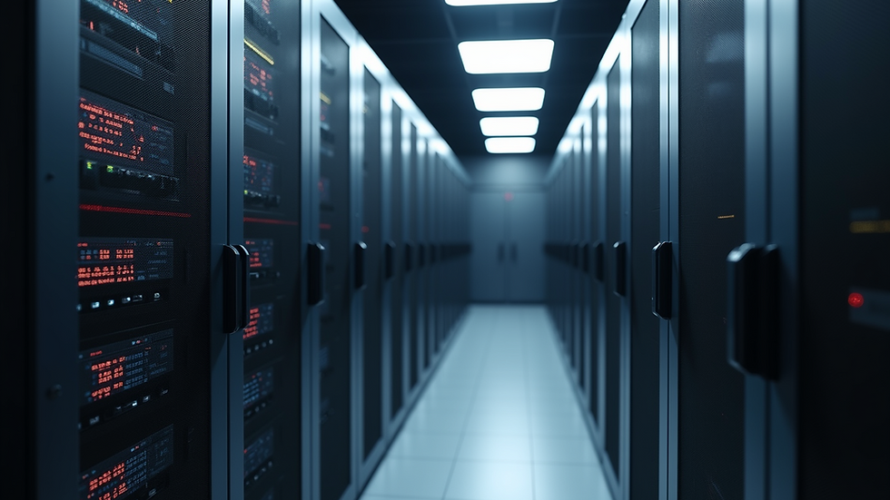 High angle view of a modern data center with server racks