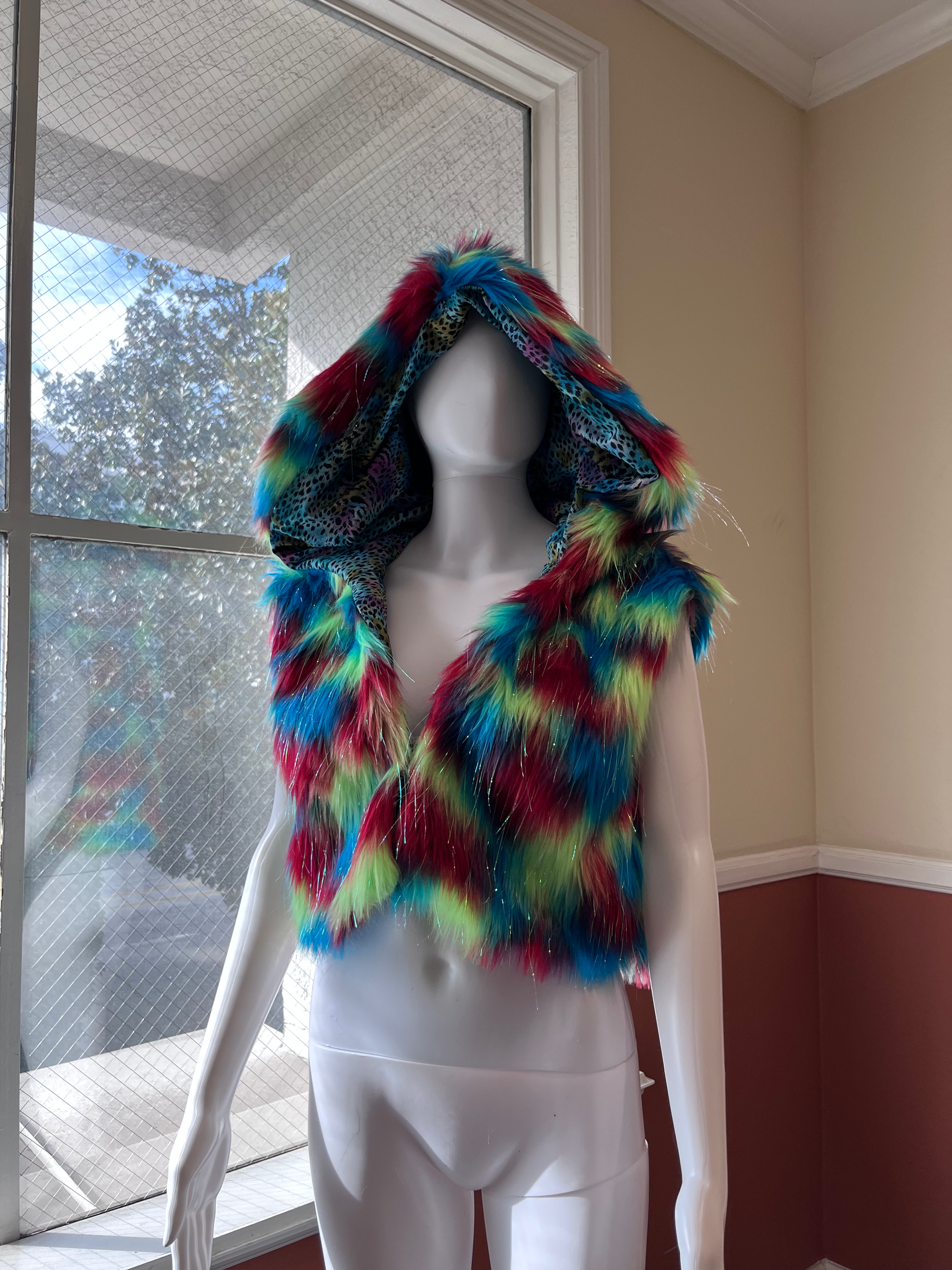 Faux Fur Hooded Crop