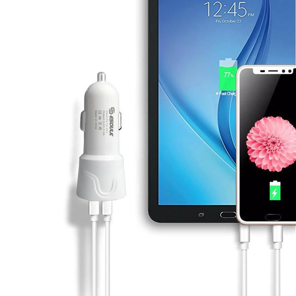 Miniatura: Esoulk 12W 2.4A Dual USB Travel Car Charger With 5FT Micro USB Charging Cable