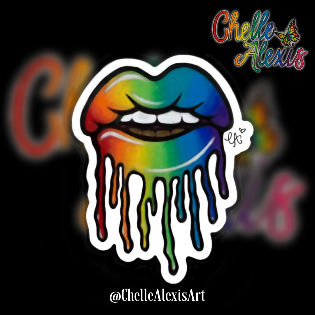 Rainbow Drip Lips Waterproof Vinyl Sticker