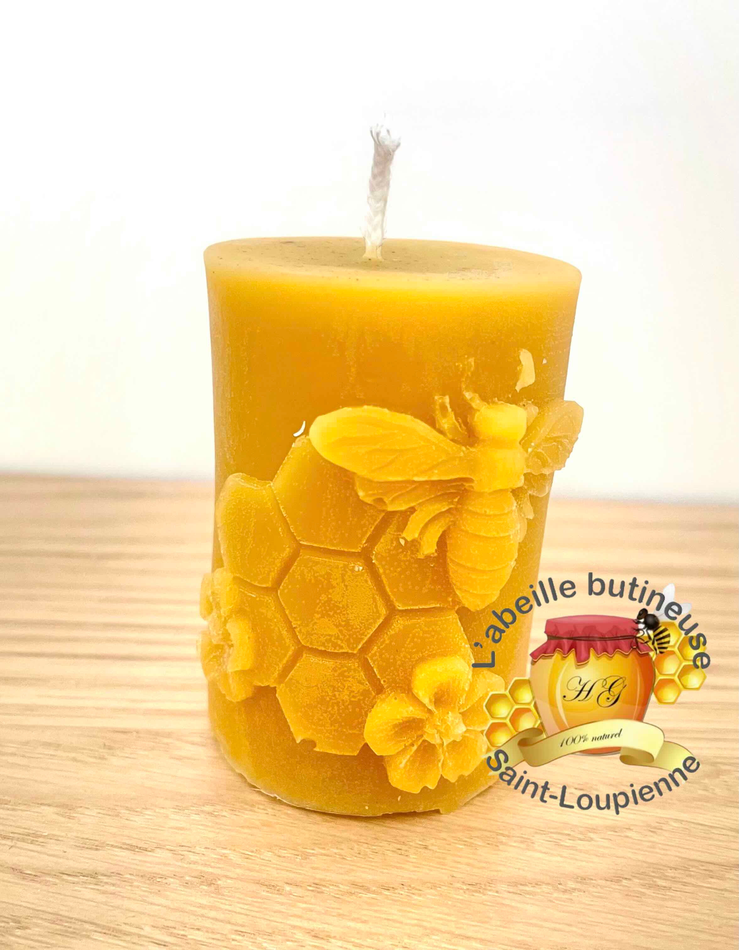 đ Bougie âAbeille & Fleursâ en cire dâabeille artisanale â 115 g
