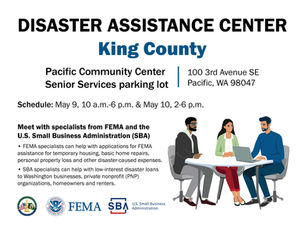 POP UP Disaster Assistance Event this weekend on May 9th and 10th