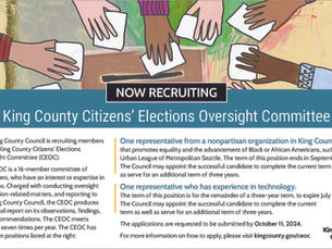 King County Council is recruiting member for the King County Citizens' Elections Oversight Committee