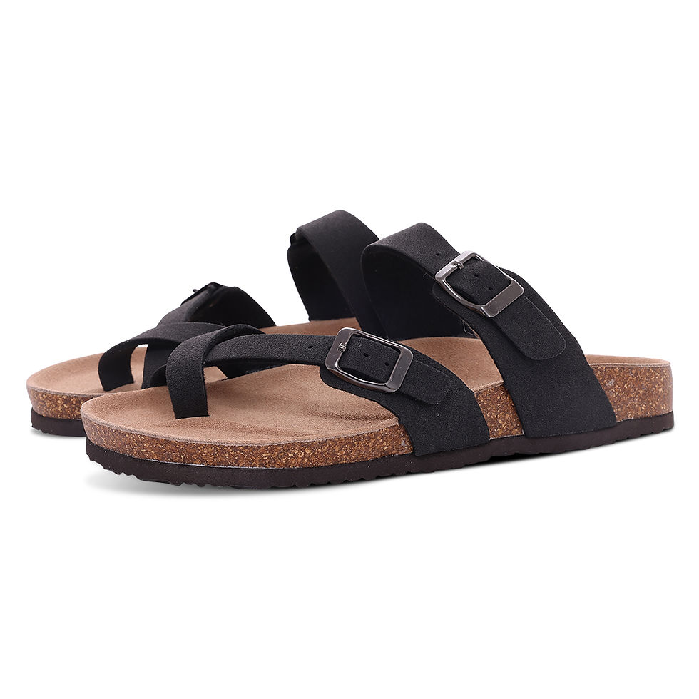 Thumbnail: Comwarm Fashion Women's Suede Mules Slippers Men Clogs Cork Insole Sandals With