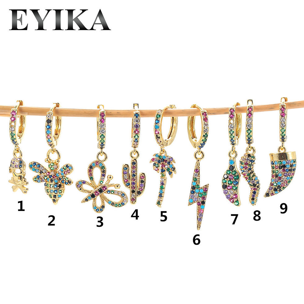 Thumbnail: Rainbow Jewelry Eyika Special Design Earrings Multi Color Stone Hoop Earrings