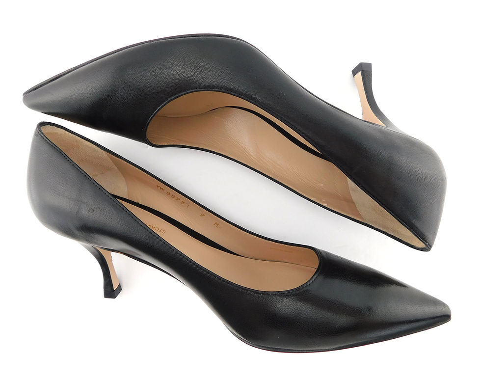 Thumbnail: STUART WEITZMAN Black Leather Heel Pumps 9