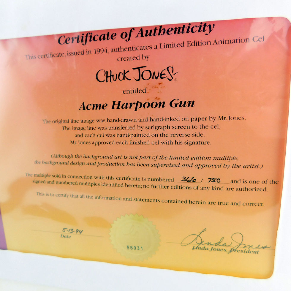 Thumbnail: Acme Harpoon Wile Coyote Chuck Jones Animation Cel