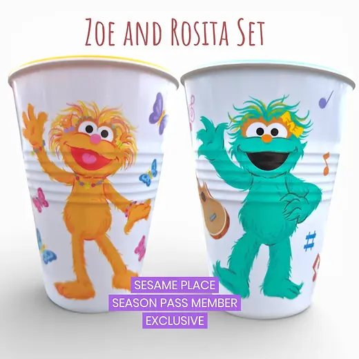 Sesame Street Zoe and Rosita Cup Set Season Pass Member Exclusive