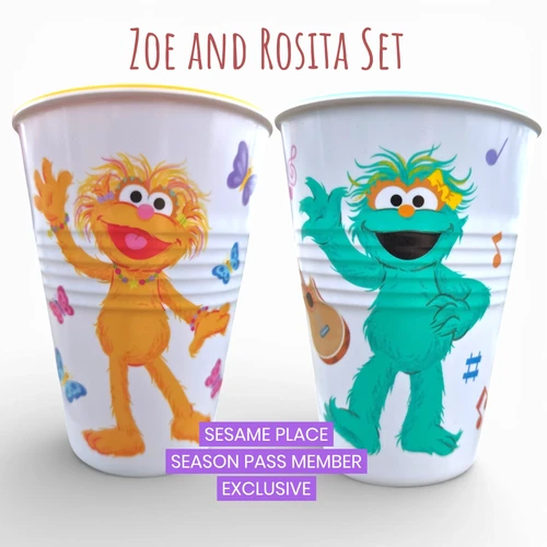 Sesame Street Zoe and Rosita Cup Set Season Pass Member Exclusive