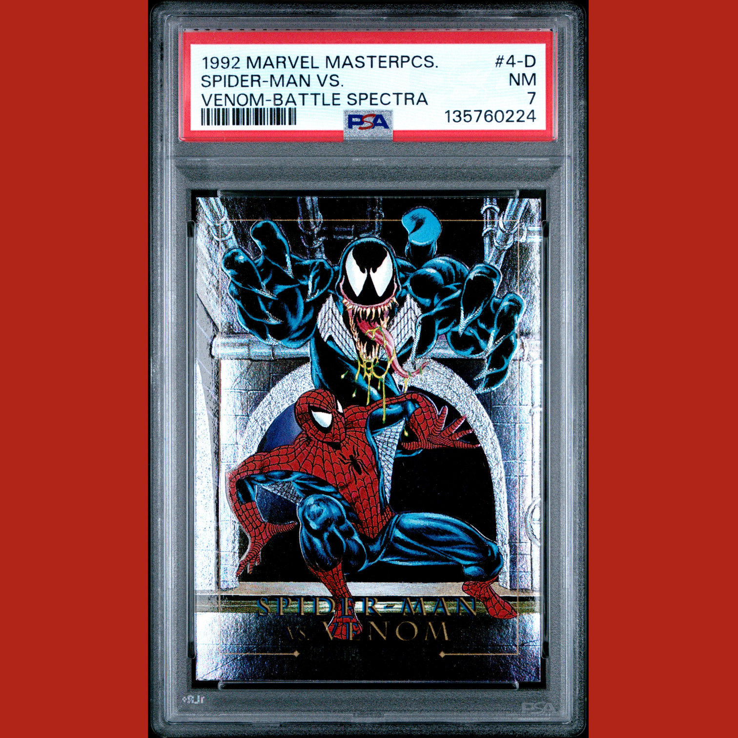 1992 Marvel Masterpieces PSA 7 Battle Spectra 4-D Spider-Man vs. Venom
