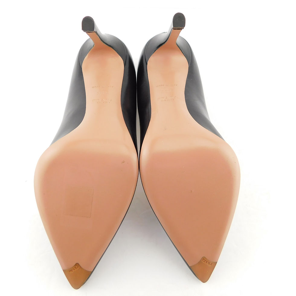 Thumbnail: PRADA Size 6.5 Black Leather Classic Heels Pumps Shoes 36.5 Eur