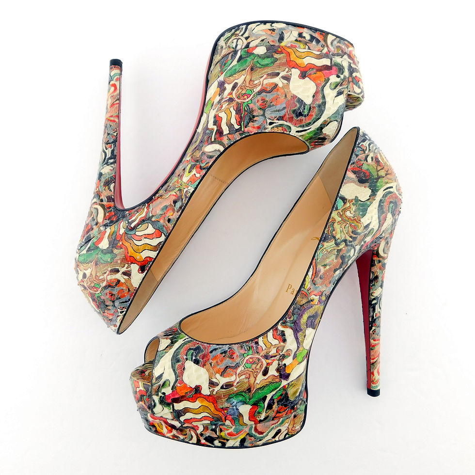 Thumbnail: CHRISTIAN LOUBOUTIN Size 5 PALAIS ROYAL Python Heels Pumps Shoes 35 Eur