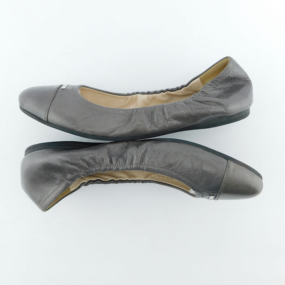 Thumbnail: PRADA Size 7.5 Gray Logo Cap Toe Ballet Flats Shoes 37.5 Eur