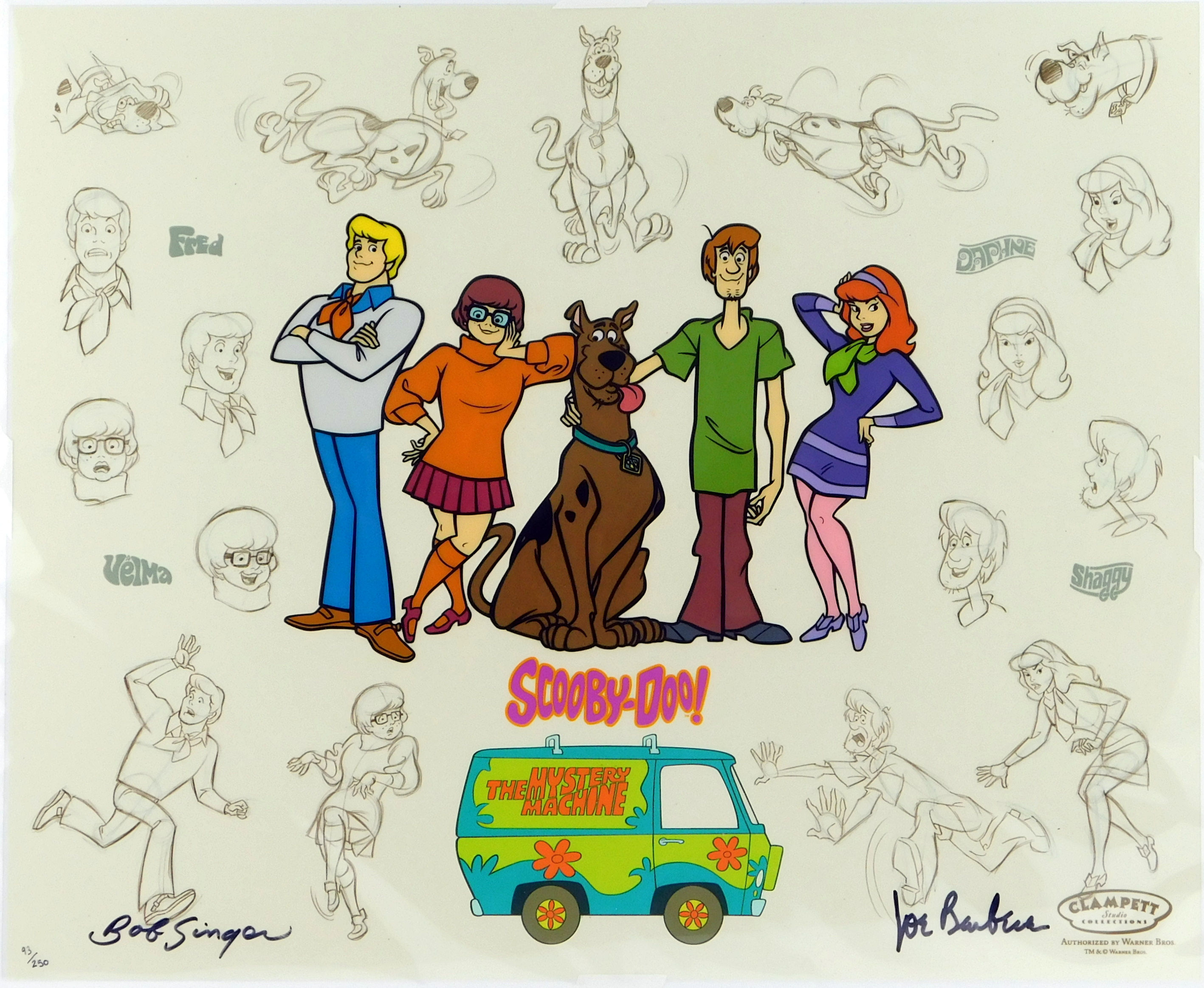 Mystery Gang Model Sheet Hanna Barbera Signed Scooby Doo Cel