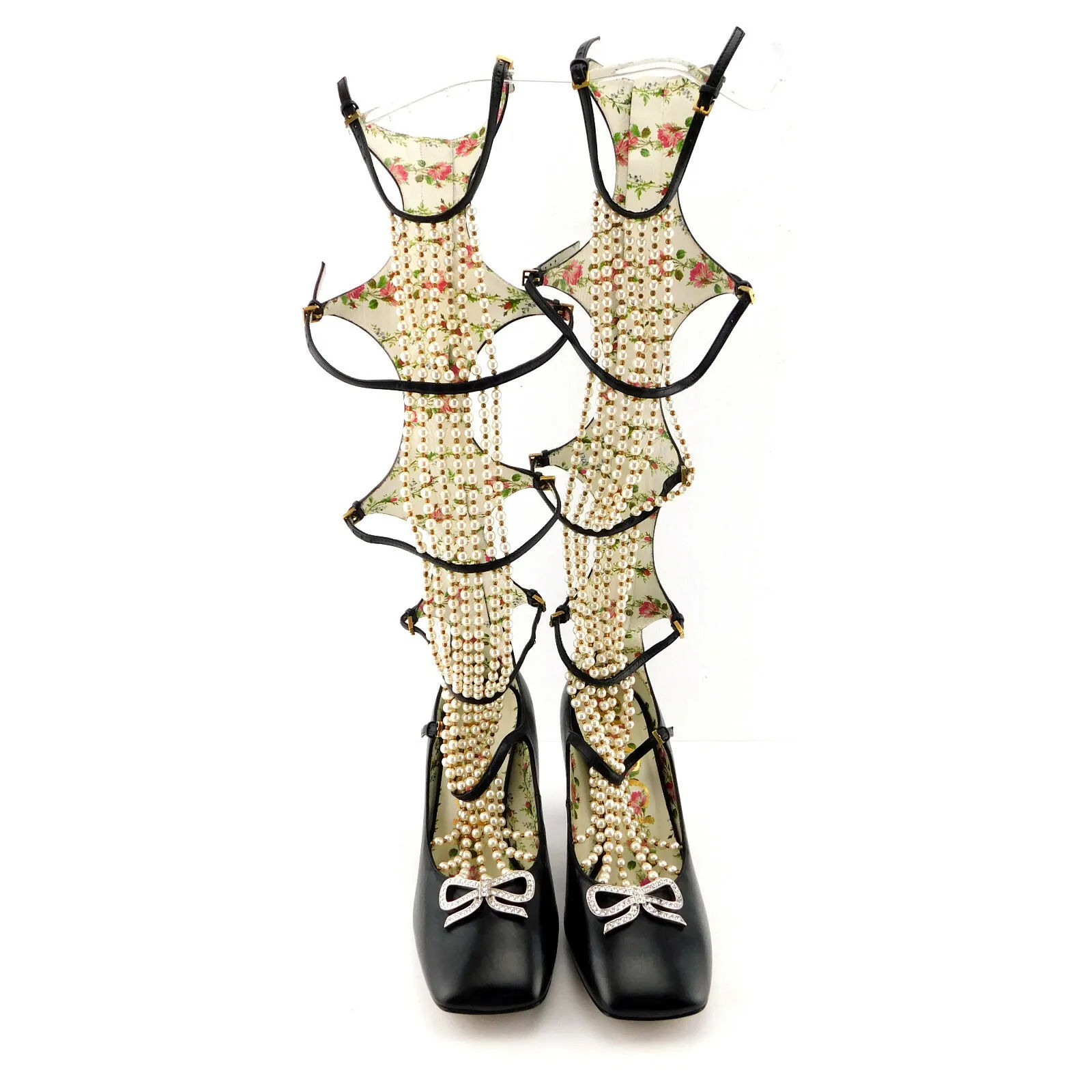 GUCCI Size 7.5 TAIDE Caged Knee High Boots Heels Pumps Shoes 37.5 Eur front