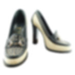 GUCCI Size 7.5 / 38 Eur Studded Raffia Loafer Pumps w Horse Bit Heels Shoes 1953