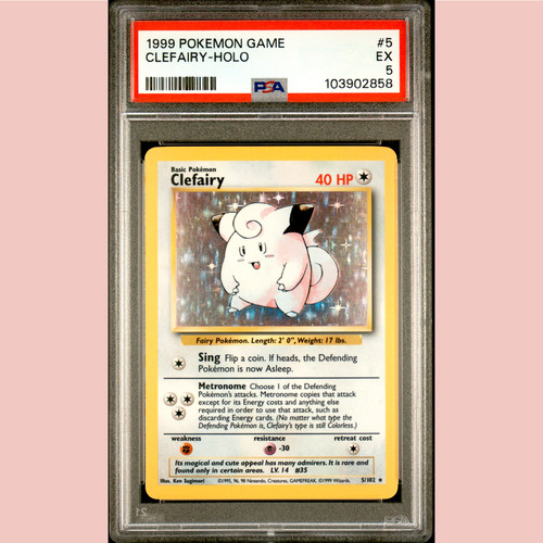 1999 CLEFAIRY Holo #5/102 PSA 5 Pokemon Game Card | ANIMATION AMERICA 1999 CLEFAIRY Holo #5/102 PSA 5 Pokemon Game Card | ANIMATION AMERICA