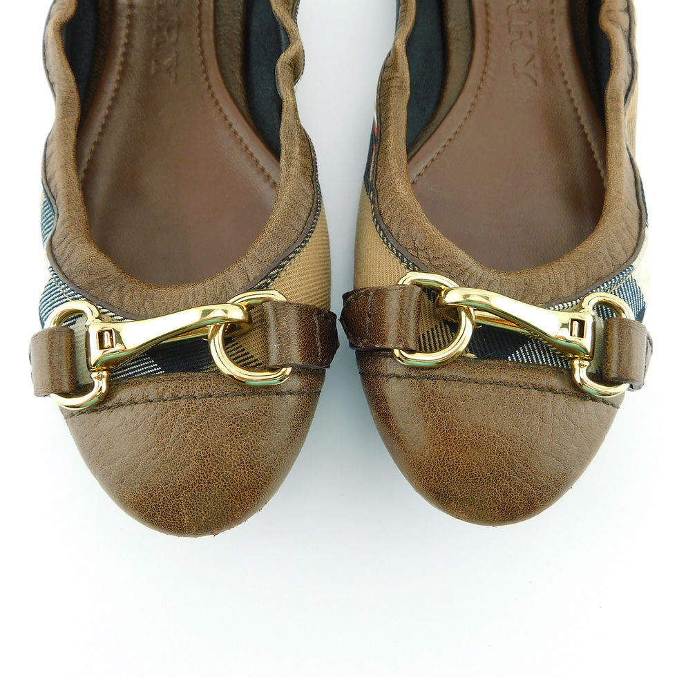 Thumbnail: BURBERRY Size 8.5 Signature Plaid Cap Toe Ballet Flats Shoes 39 Eur