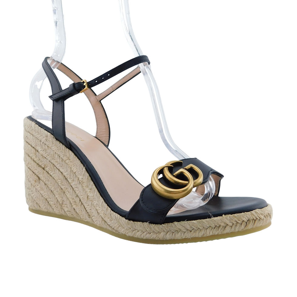 GUCCI Size 7.5 / 38 EUR Lifford Espadrille Marmont Wedge Sandals