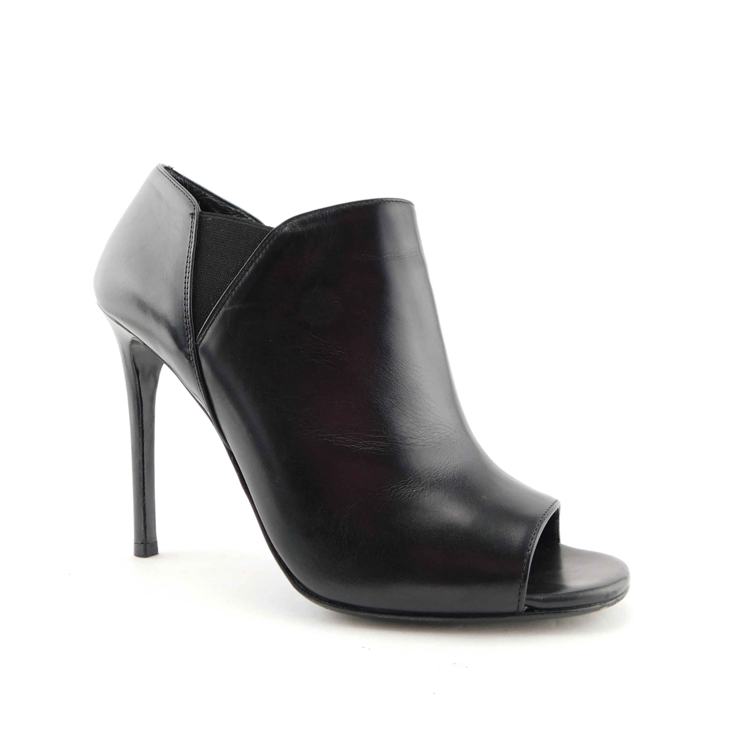 PRADA Size 9 Black Peep Toe Ankle Booties Boots Shoes 39.5 Eur