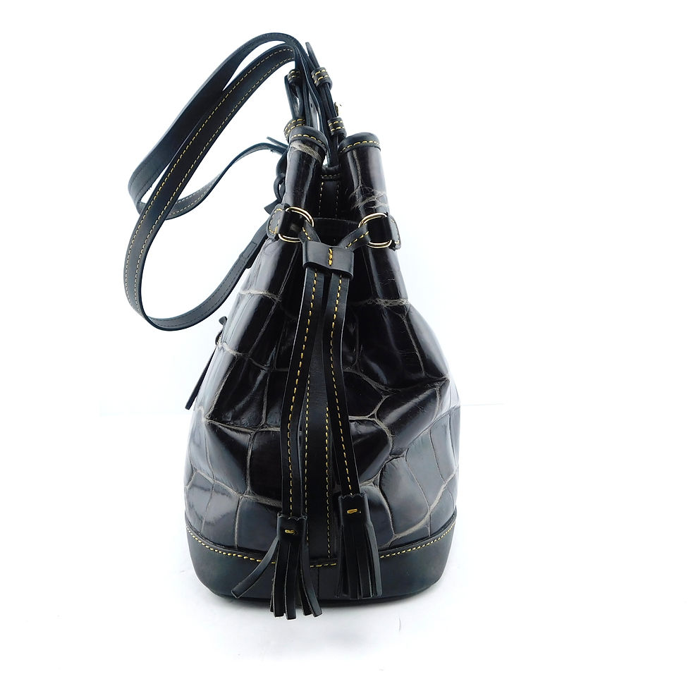 Thumbnail: DOONEY BOURKE Purple Croc Print Satchel Bucket Shoulder Bag