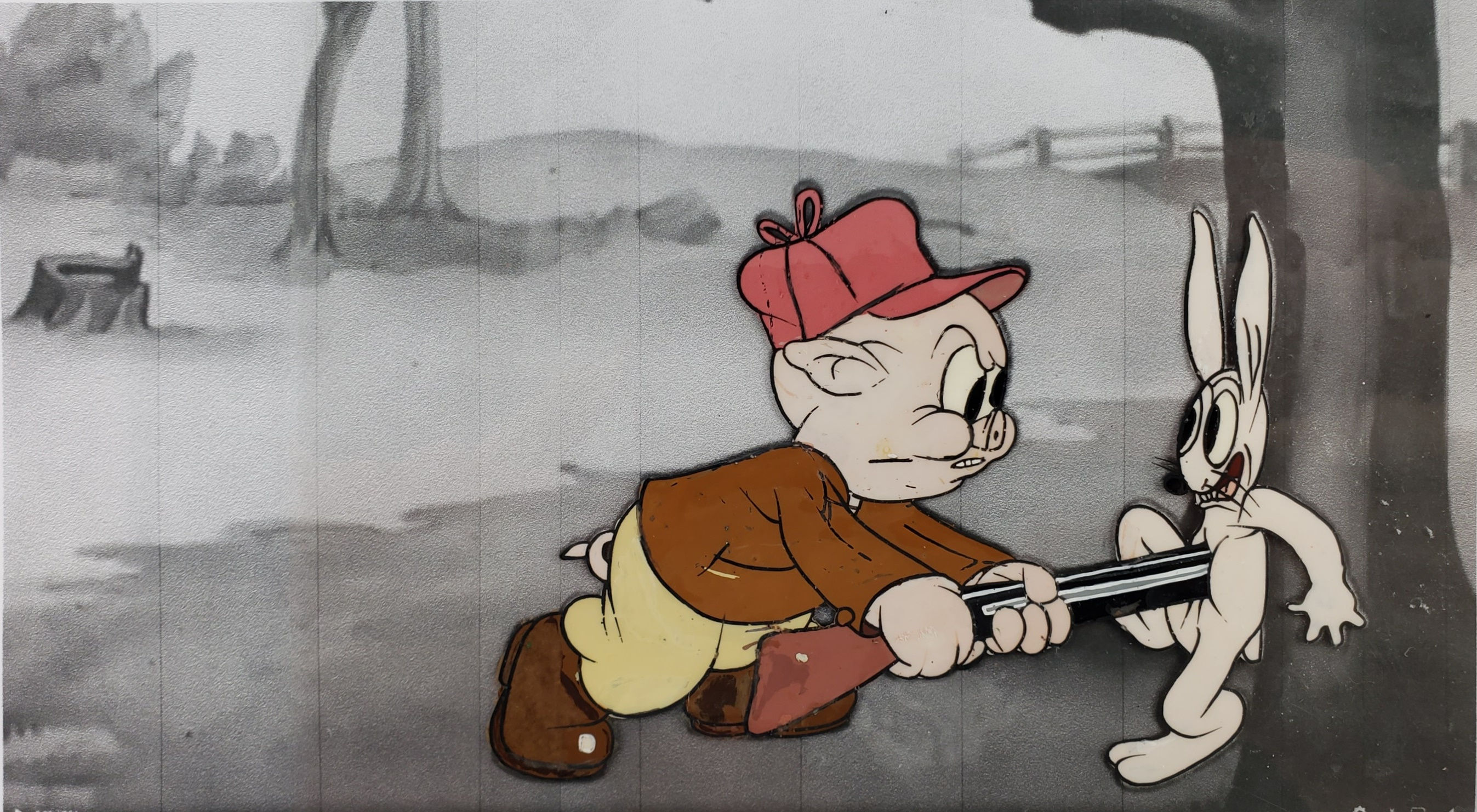 1938 PORKY'S HARE HUNT Cel 1st Prototype Bugs Bunny Original OPC 1967 Redrawn