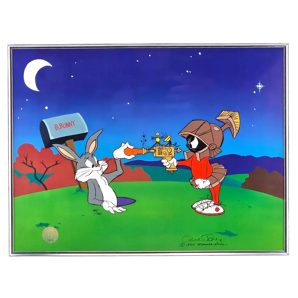 Peace and Carrots Chuck Jones Signed Cel Marvin Martian and Bugs Bunny Art