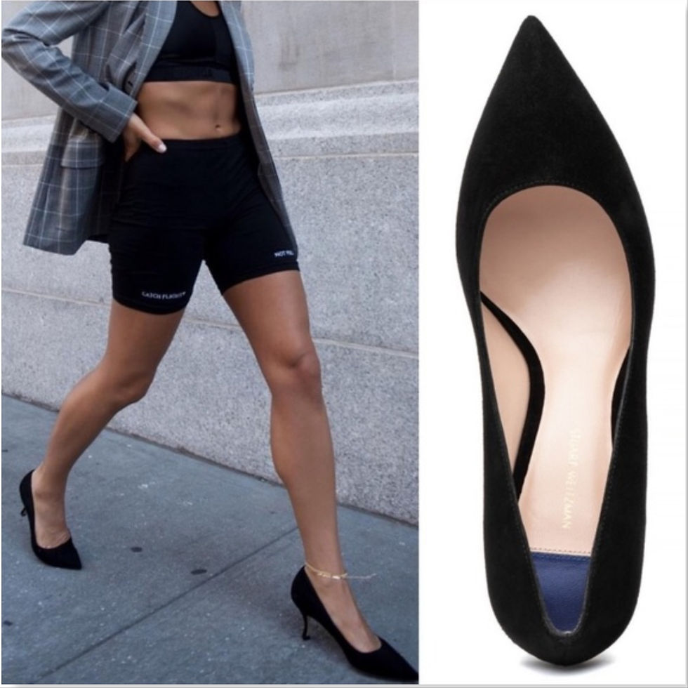 Thumbnail: STUART WEITZMAN Black Leather Heel Pumps 9