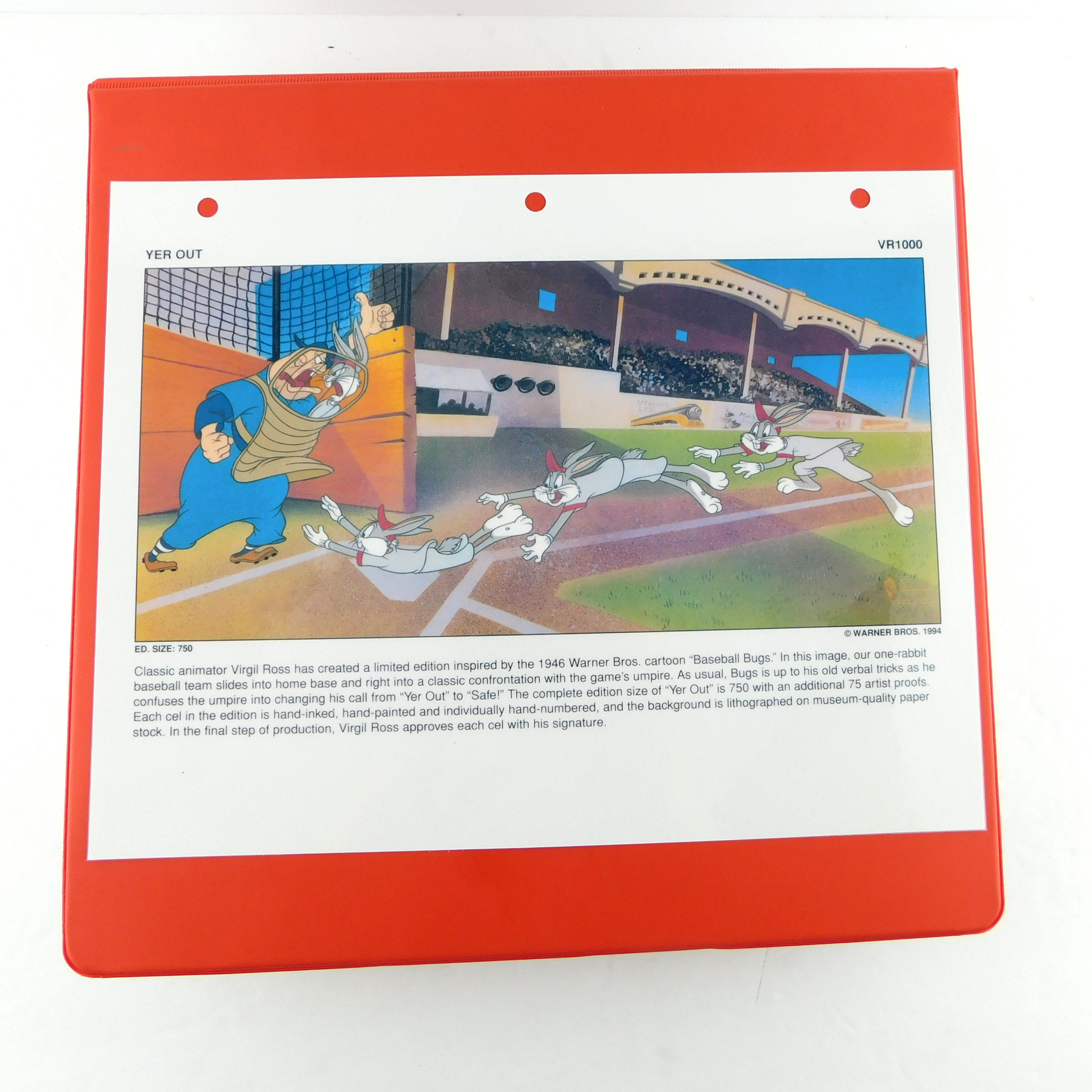 Yer Out Bugs Bunny Warner Bros Gallery Laminated Cel Binder Page